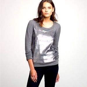 Women’s J.Crew Sequined Crew Neck Sweatshirt gray and silver